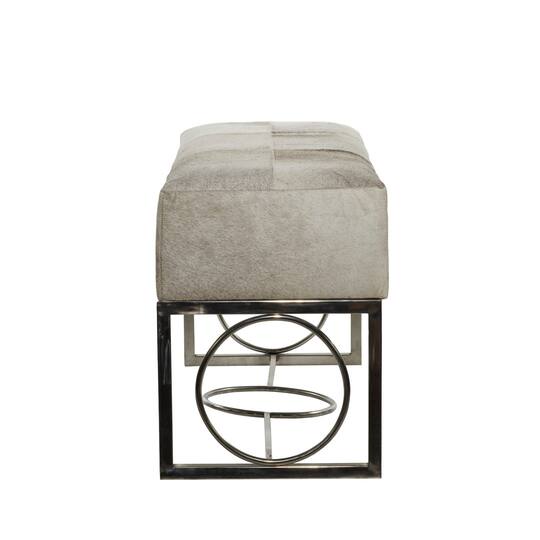 Silver Stainless Steel Contemporary Bench, 17' x 48" x 18"